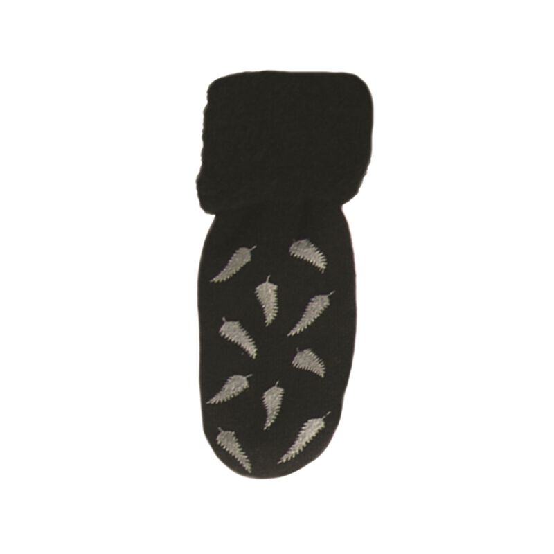 Chilli Socks Non Slip Tread (Black w Silver Fern Print) image number 0